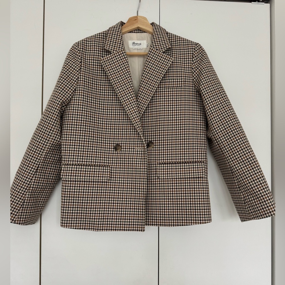 Bonpoint Tan and Black Checkered Blazer